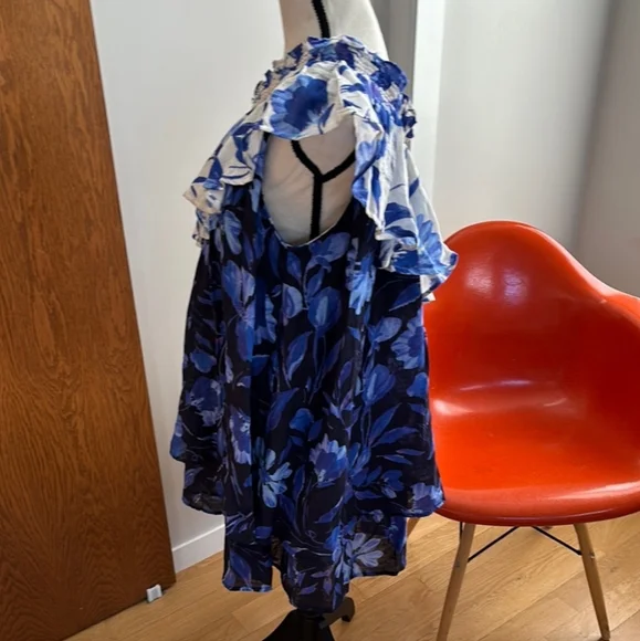 🆕 Anthropologie Floral Dress One Shoulder and Tiered Style. NWT - Picture 5 of 16